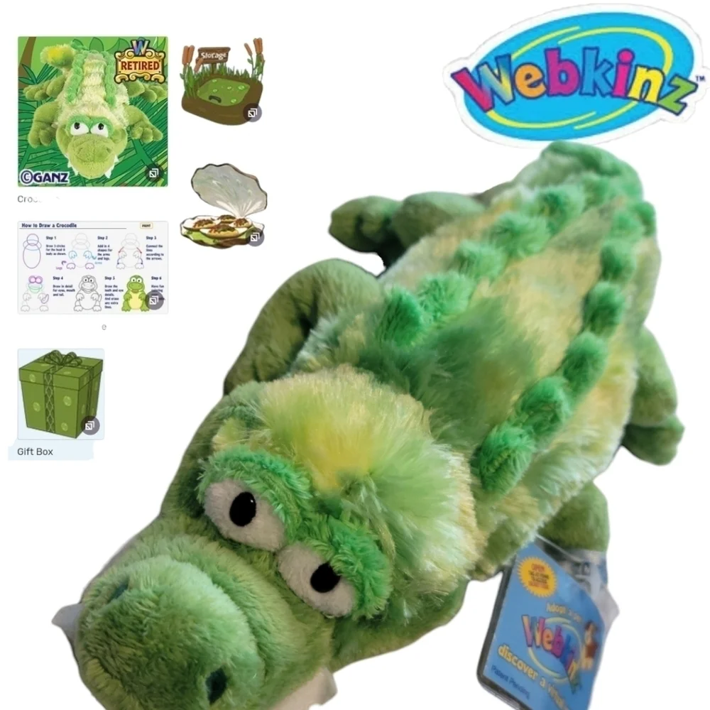WEBKINZ GANZ Reptiles Bundle of 4 Plush New w Codes/ Tag Snake Croc Lizard Gecko